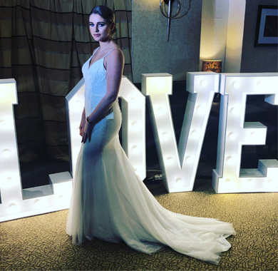 Bride with LED LOVE lights from Animation Events