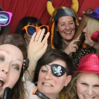 Large group in a photo booth hire in Kingston at Glenmore House