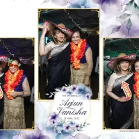 Always proud to supply a wedding photo booth hire at Northbrook Park friends enjoying a photo booth hired for a Arjun's wedding at Northbrook Park, Farnham